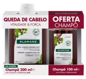 Klorane Champô de Quinina/Edelvaisse Bio 200 mL + Oferta Champô Quinina/Edelvaisse 100mL