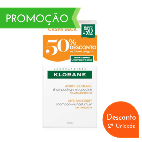 Klorane Champô de Capuchinha c/ Desconto 50% 2ª Embalagem 2 x 200 mL