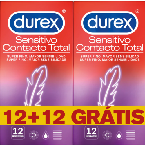 Durex Sensitivo Contacto Total 24 Preservativos 12 preservativos + 12 de Oferta