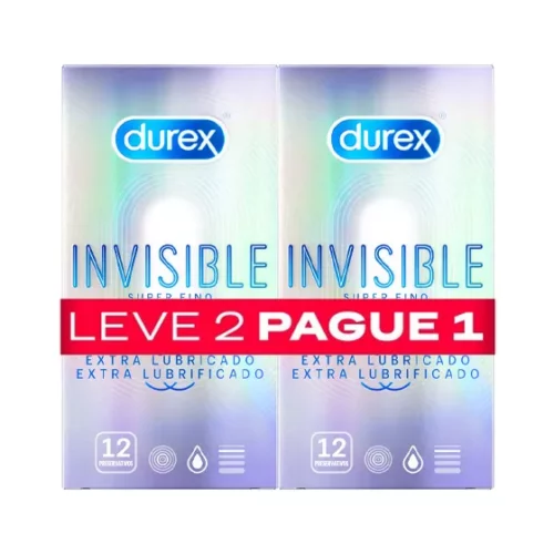 Durex Invisible Extra Lubrificado Preservativo c/ Oferta 2ª Embalagem 2 x 12 preservativos