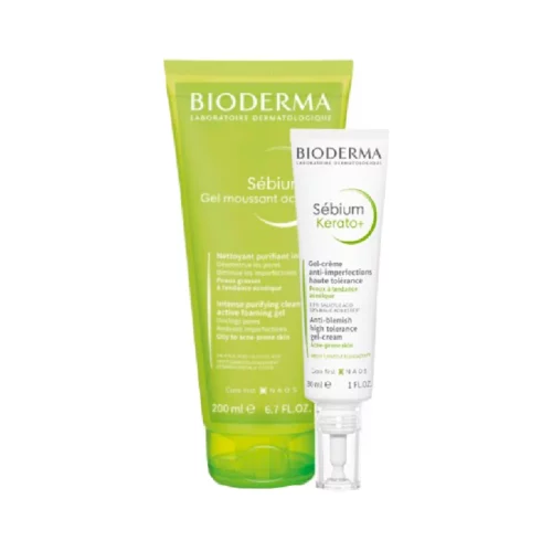 7276683 Bioderma Sébium Kerato+ Gel-Creme 30mL + Sebium Gel Moussant Actif 200mL