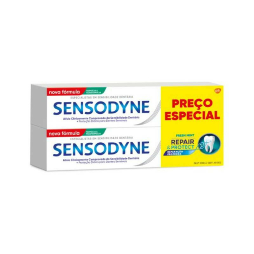 Sensodyne Repair &amp; Protect Fresh Mint Duo Pasta dentífrica, Bisnaga 75ml x 2