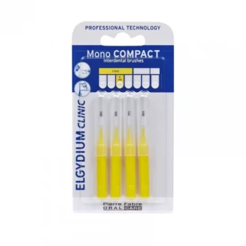 Elgydium Clinic Mono Compact Escovilhões interdentários Amarelo 1 mm x 4 unidades Elgydium Clinic Mono Compact Escovilhões interdentários Amarelo 1 mm x 4 unidades